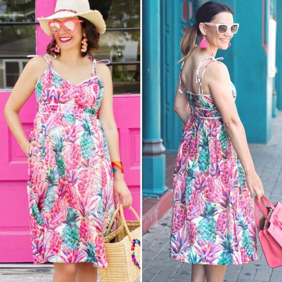 J.CREW Ratti Painted Pineapple Summer Dress - Picture 3 of 13